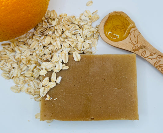 Sweet Orange Cinnamon Oatmeal Milk & Tallow Farm Soap Bar with Honey, Organic Coconut Oil, Organic Avocado Oil, Organic Sweet Almond Oil, Organic EVOO, and Farm-Fresh Tallow, 5.0 oz